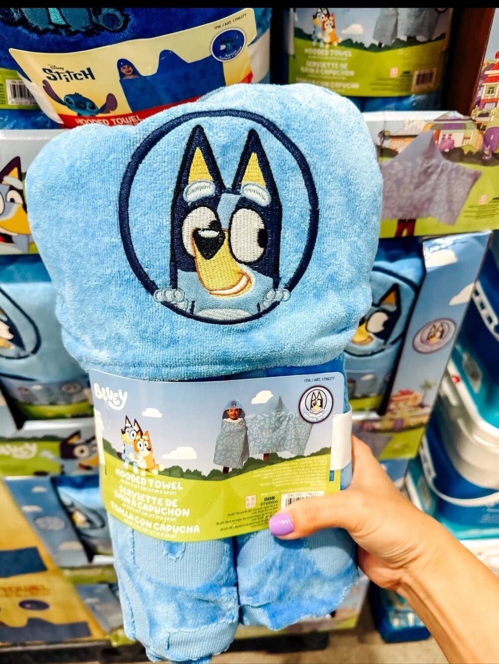 Bluey Character Hooded Towel 27in x 50in Blue 100% Cotton New